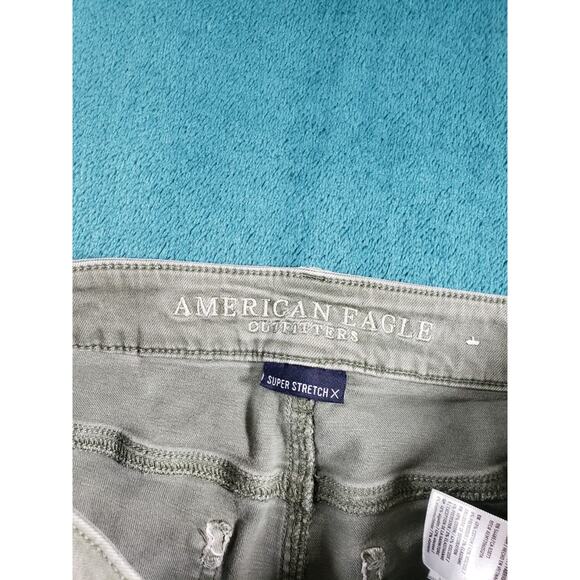 American Eagle Jeans Size 4 Long Womens Green Stretch Pants High Rise Jegging - Picture 3 of 13